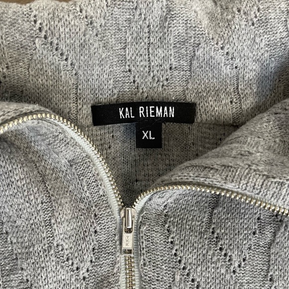 Kal Rieman Sandra Collared Zip Pullover Cable Knit - Size XL - Picture 5 of 8